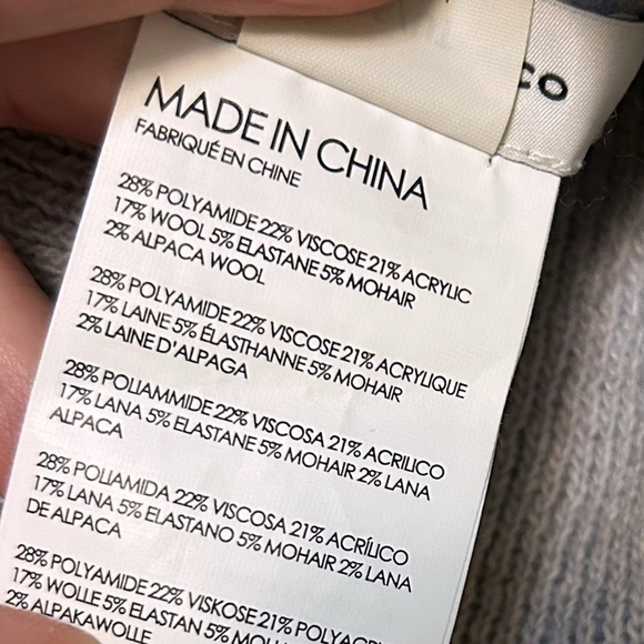 Club Monaco Wool Mohair Alpaca Beanie Purple Grey Melange Luxury Hat OSFA - Picture 4 of 4